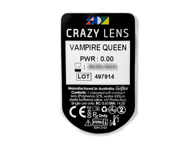 CRAZY LENS - Vampire Queen - nedioptrické jednodenní (2 čočky) - Vzhled blistru s čočkou