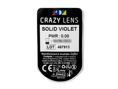 CRAZY LENS - Solid Violet - nedioptrické jednodenní (2 čočky) - Vzhled blistru s čočkou