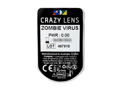 CRAZY LENS - Zombie Virus - nedioptrické jednodenní (2 čočky) - Vzhled blistru s čočkou