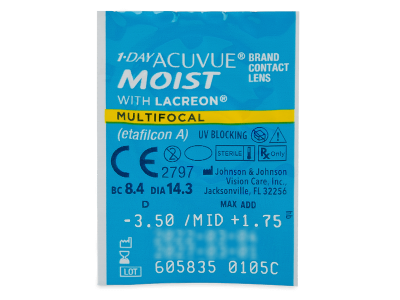 1 Day Acuvue Moist Multifocal (30 čoček) - Vzhled blistru s čočkou