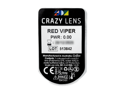 CRAZY LENS - Red Viper - nedioptrické jednodenní (2 čočky) - Vzhled blistru s čočkou