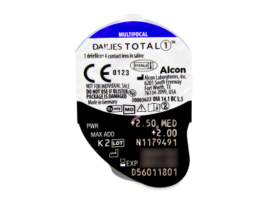 Dailies TOTAL1 Multifocal (30 čoček) - Vzhled blistru s čočkou