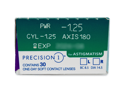 Precision1 for Astigmatism (30 čoček) - Náhled parametrů čoček