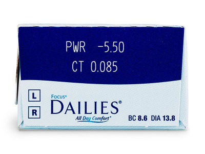 Focus Dailies All Day Comfort (30 čoček) - Náhled parametrů čoček