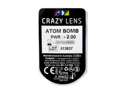 CRAZY LENS - Atom Bomb - dioptrické jednodenní (2 čočky) - Vzhled blistru s čočkou