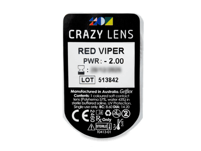 CRAZY LENS - Red Viper - dioptrické jednodenní (2 čočky) - Vzhled blistru s čočkou