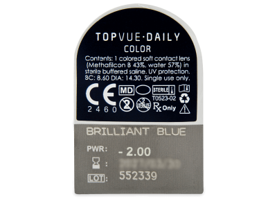 TopVue Daily Color - Brilliant Blue - dioptrické jednodenní (2 čočky) - Vzhled blistru s čočkou