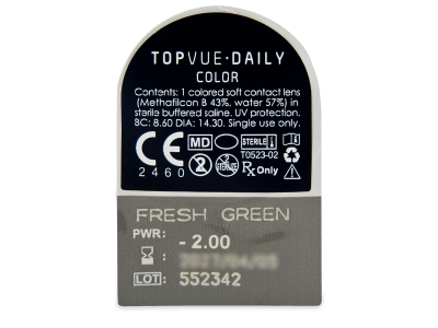 TopVue Daily Color - Fresh Green - dioptrické jednodenní (2 čočky) - Vzhled blistru s čočkou