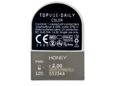 TopVue Daily Color - Honey - dioptrické jednodenní (2 čočky) - Vzhled blistru s čočkou