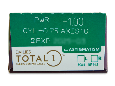 Dailies TOTAL1 for Astigmatism (30 čoček) - Náhled parametrů čoček