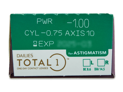 Dailies TOTAL1 for Astigmatism (30 čoček) - Náhled parametrů čoček