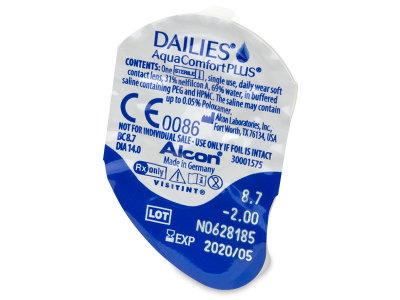 Dailies AquaComfort Plus (90 čoček) - Vzhled blistru s čočkou