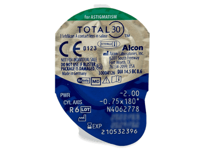 TOTAL30 for Astigmatism (3 čočky) - Vzhled blistru s čočkou