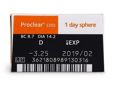 Proclear 1 Day (30 čoček) - Náhled parametrů čoček