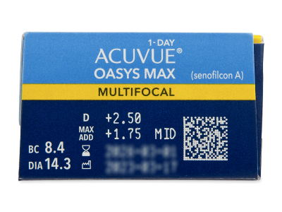 Acuvue Oasys Max 1-Day Multifocal (30 čoček) - Náhled parametrů čoček