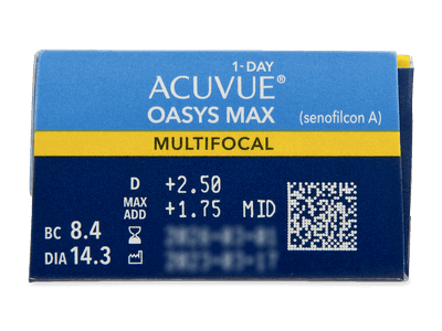 Acuvue Oasys Max 1-Day Multifocal (30 čoček) - Náhled parametrů čoček