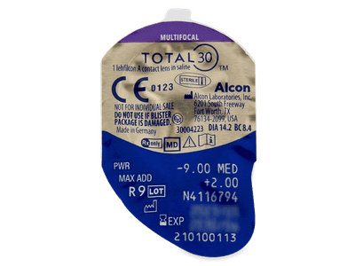 TOTAL30 Multifocal (6 čoček) - Vzhled blistru s čočkou