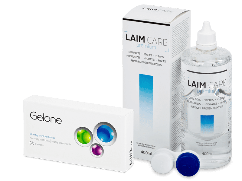 Gelone Monthly (3 čočky) + roztok Laim Care 400 ml - Výhodný balíček
