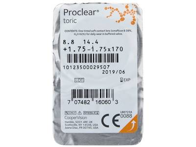 Proclear Toric (6 čoček) - Vzhled blistru s čočkou